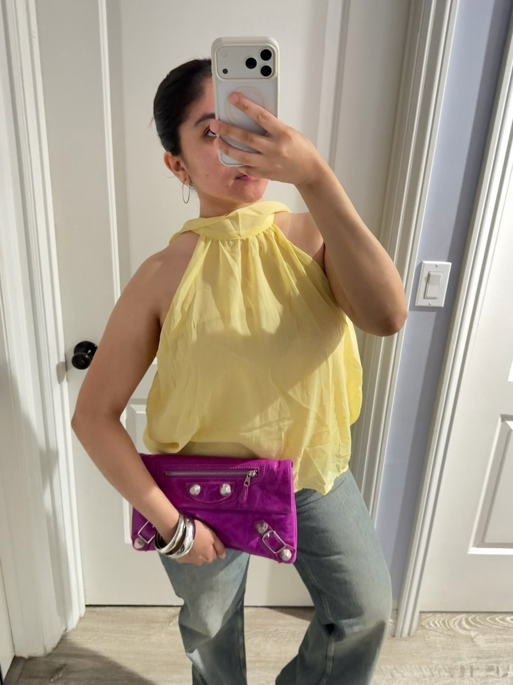 Vintage Balenciaga Giant 21 Envelope Clutch Cyclamen|Magenta Lambskin Authentic - Picture 2 of 14